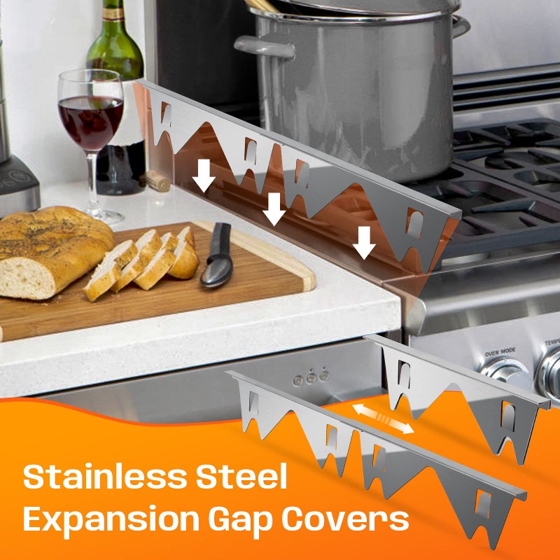 ItsNio Stainless Steel Stove Gap Covers,Stove Gap Filler, Range Trim Kit, Stove Gap Guards, Heat Resistant and Easy to Clean, Easy retractable Length 13.8" to 27.5", Width 0.79",Silver(2PCS) - Image 5