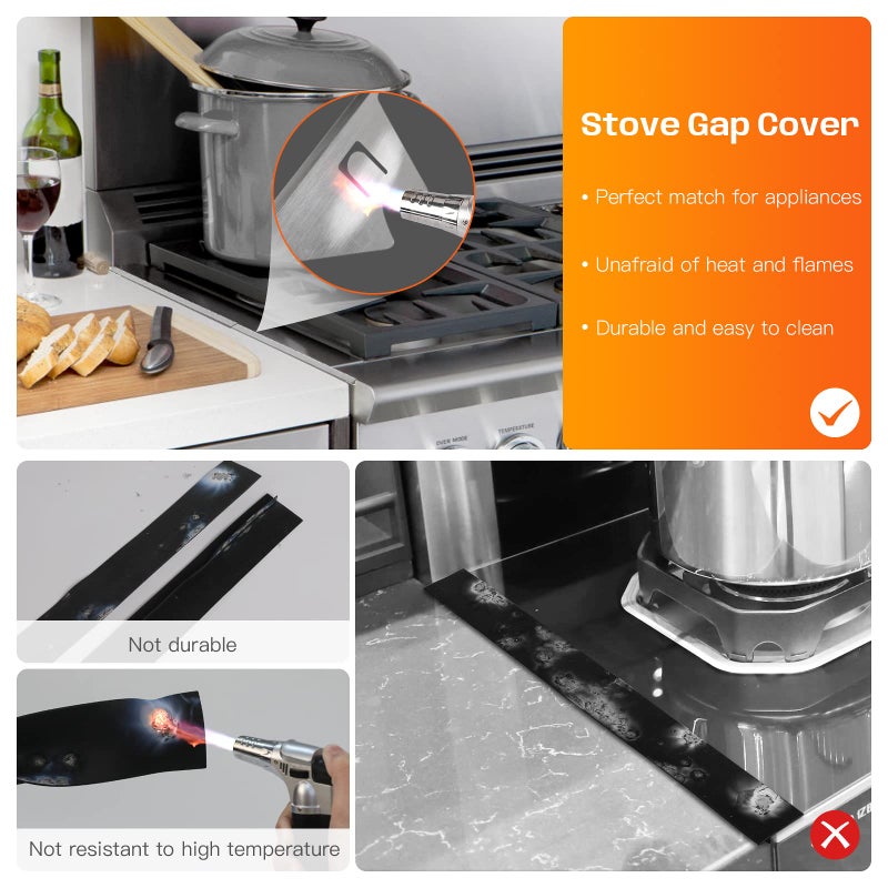 ItsNio Stainless Steel Stove Gap Covers,Stove Gap Filler, Range Trim Kit, Stove Gap Guards, Heat Resistant and Easy to Clean, Easy retractable Length 13.8" to 27.5", Width 0.79",Silver(2PCS) - Image 4