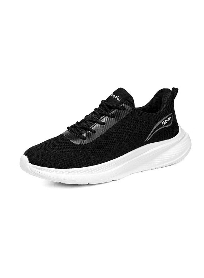 Egchi Men's Shoes, Athletic Casual Shoes, Soft-soled Mesh Walking Shoes, Flyknit Breathable Men's Shoes, Ypl6603, Black, Size 42 - Image 3