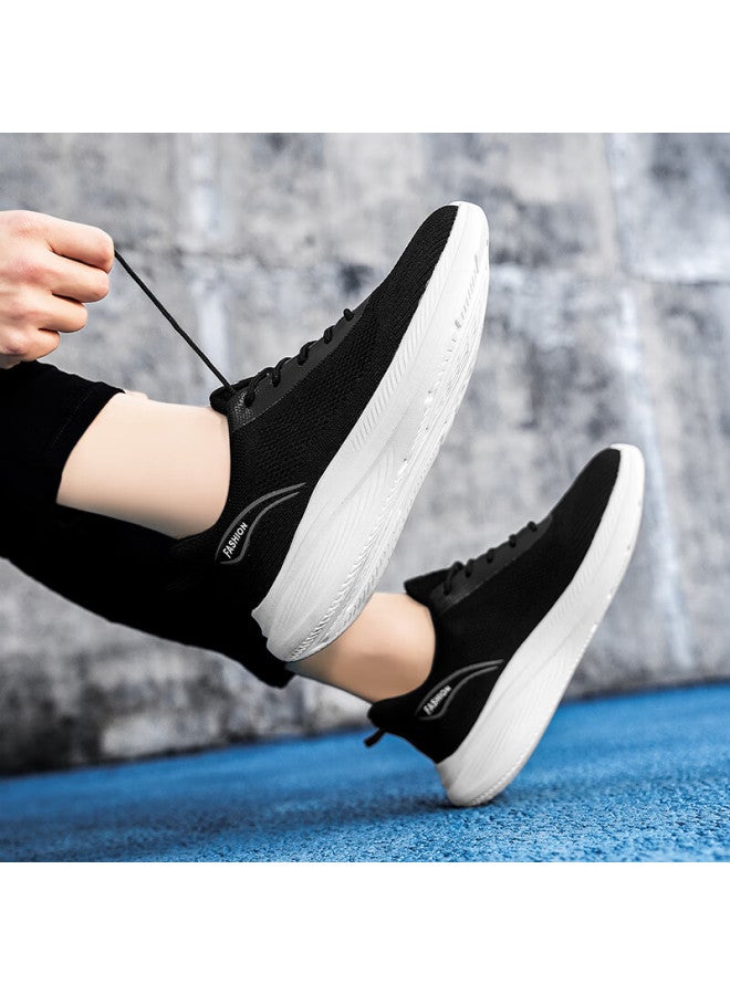 Egchi Men's Shoes, Athletic Casual Shoes, Soft-soled Mesh Walking Shoes, Flyknit Breathable Men's Shoes, Ypl6603, Black, Size 42 - Image 5