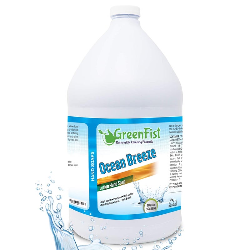 GreenFist Lotionized Hand Soap  Liquid Gel Refill  Made in USA 128 Ounce 1 Gallon Ocean Breeze