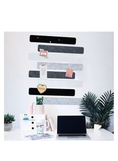 SYOSI 8Pcs Black White Grey Cork Board Bar Strips with 50 Pushpins & Sticky Notes, Self-Adhesive Bulletin Board Strips No Damage for Wall, Felt Pin Board for Paste Notes, Photos, Office Decor  - Image 3