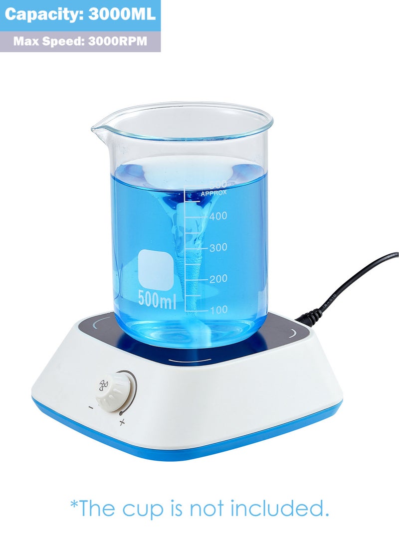 محرك مغناطيسي مع لوح تحريك مغناطيسي و تحريك، خلاط مغناطيسي صغير مع أقصى سعة تحريك 3000 مل، محركات معملية لمستلزمات المختبرات، تخمير منزلي (بدون تسخين)، أقصى سرعة تحريك 3000 دورة في الدقيقة - Image 1
