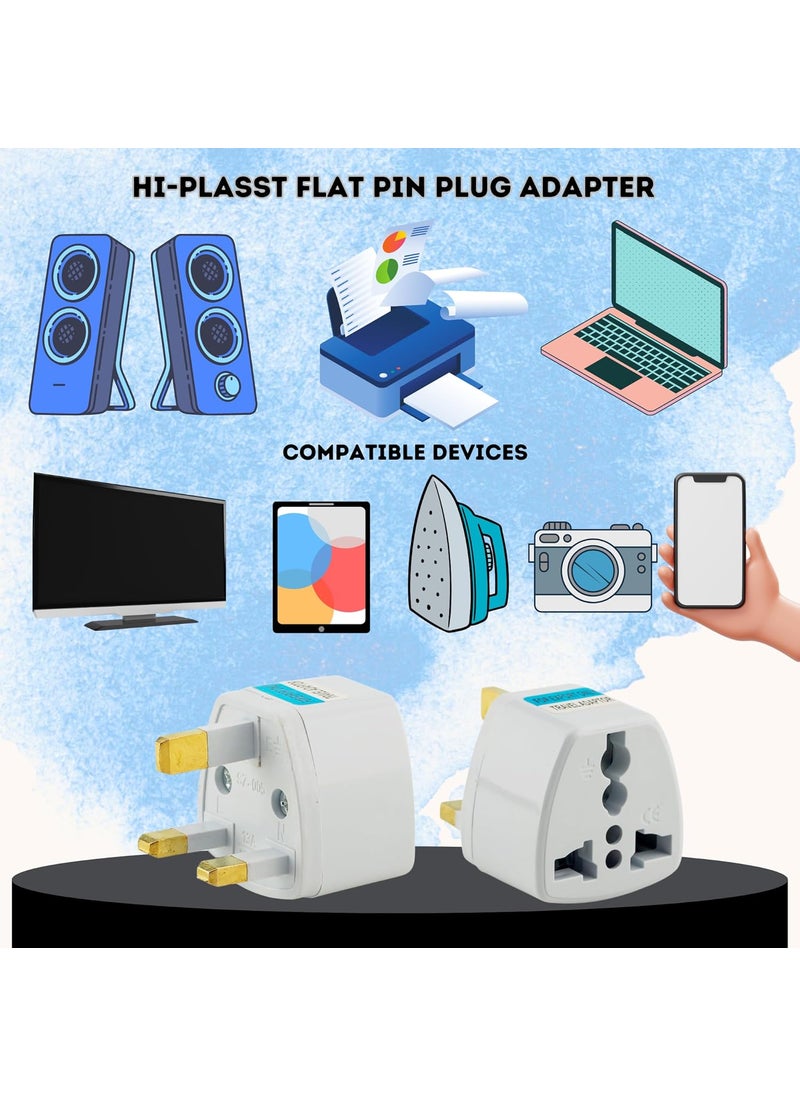 HI PLASST PINS N PLUGS HiPLASST India to UK Converter Plug Pack of 2 London Travel Adapter TypeG Plug Socket UK Adapter for Indian Pins Perfect for UAE Singapore Hongkong Ireland Wales 13A230V  - Image 3