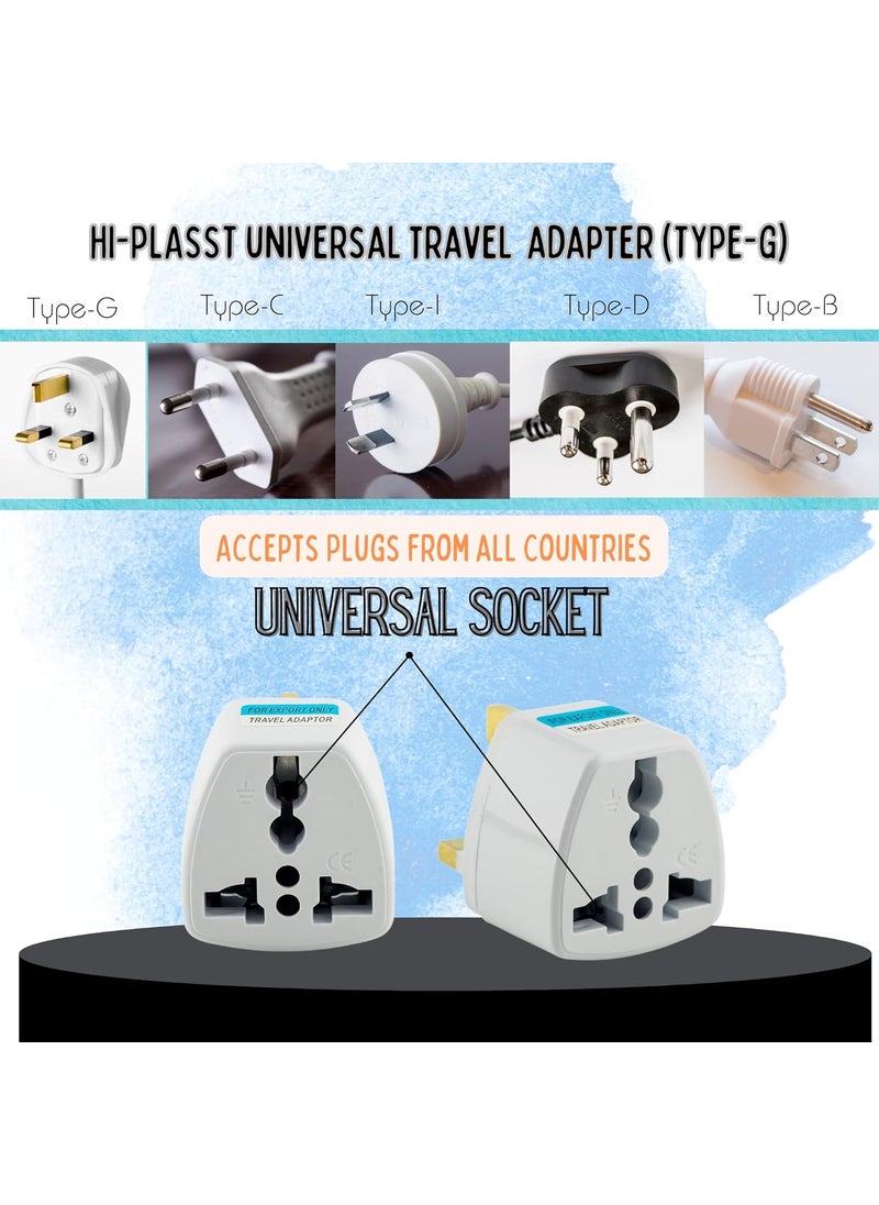 HI PLASST PINS N PLUGS HiPLASST India to UK Converter Plug Pack of 2 London Travel Adapter TypeG Plug Socket UK Adapter for Indian Pins Perfect for UAE Singapore Hongkong Ireland Wales 13A230V  - Image 5