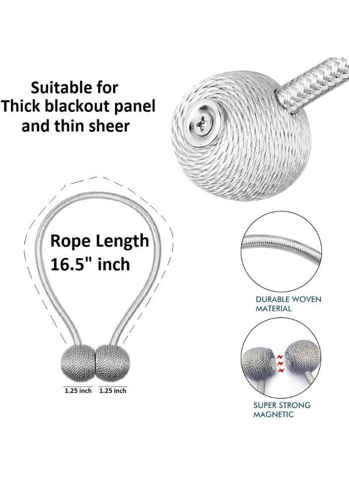 1 Pair Magnetic Curtain Tiebacks, Adjustable Length Strong Magnetic Curtain Straps with Buckle Design, No Drill Braided Rope Curtain Holders for Sheer, Blackout Sliding Door Drapes European Style (Gray) - Image 5