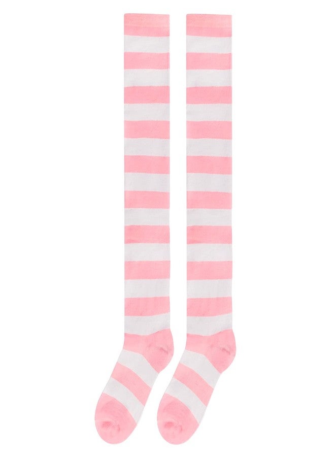 ليتل فور بيج جوارب طويلة مخططة لطيفة من Littleforbig تصل إلى الركبة، قطعتان - وردي وأسود - Image 5