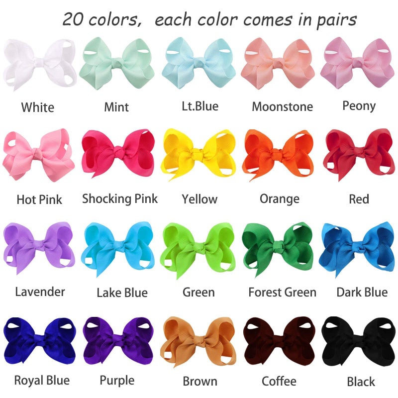 OAOLEER Hair Bow Clip, 20 Colors 3 Inch Grosgrain Ribbon Bows Hair Alligator Clips Hair Barrettes Hair Accessories for Girls Toddler Infants Kids Teens Children - Image 2