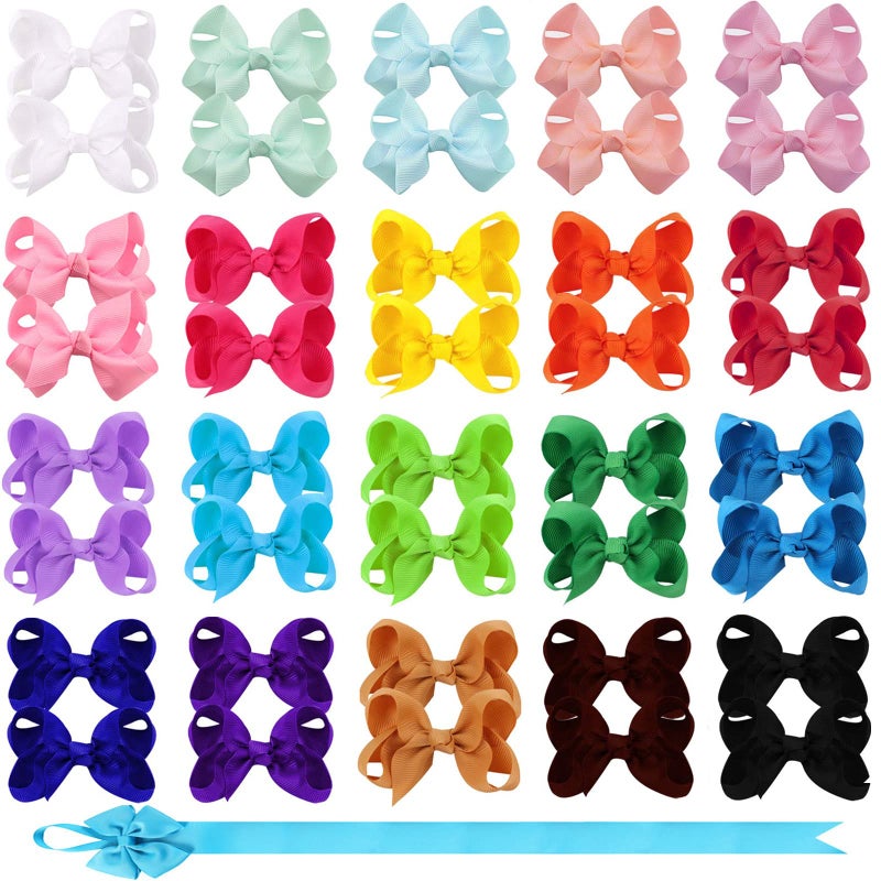 OAOLEER Hair Bow Clip, 20 Colors 3 Inch Grosgrain Ribbon Bows Hair Alligator Clips Hair Barrettes Hair Accessories for Girls Toddler Infants Kids Teens Children - Image 1