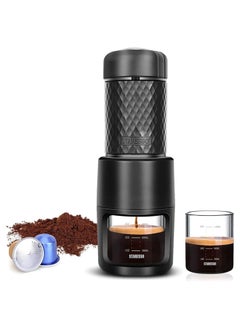 Classic Portable Espresso Maker, 2 in 1 Travel Coffee Maker, Compatible Capsules and Ground Coffee, Manual Espresso Machine, Hand Press Coffee Maker for Kitchen Travel, Camping, Hiking
