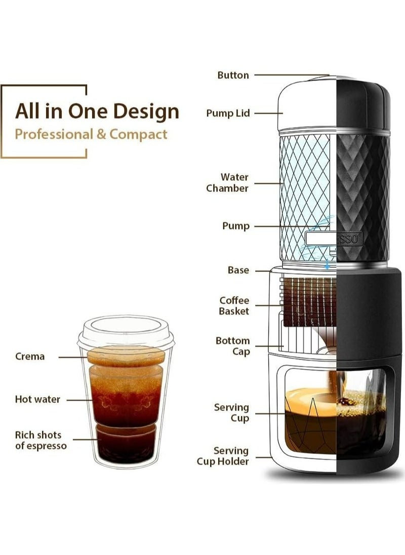 STARESSO - Classic Portable Espresso Maker, 2 in 1 Travel Coffee Maker, Compatible Capsules and Ground Coffee, Manual Espresso Machine, Hand Press Coffee Maker for Kitchen Travel, Camping, Hiking - Image 1