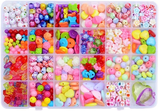 Capstro 24 Grid Acrylic Beads Jewelry Making Kit Moonlight Crystal – DIY Bead Box with Multi-Color Beads, Charms & Strings – Arts & Crafts Jewelry Craft Kit for Kids & Teens Age 4–10 - Image 1