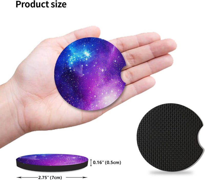 Adastrah 2pcs Nebula Pattern Car Cup Holder Coasters, Absorbent Drinks Coaster Mat for Cup Holders - Image 4
