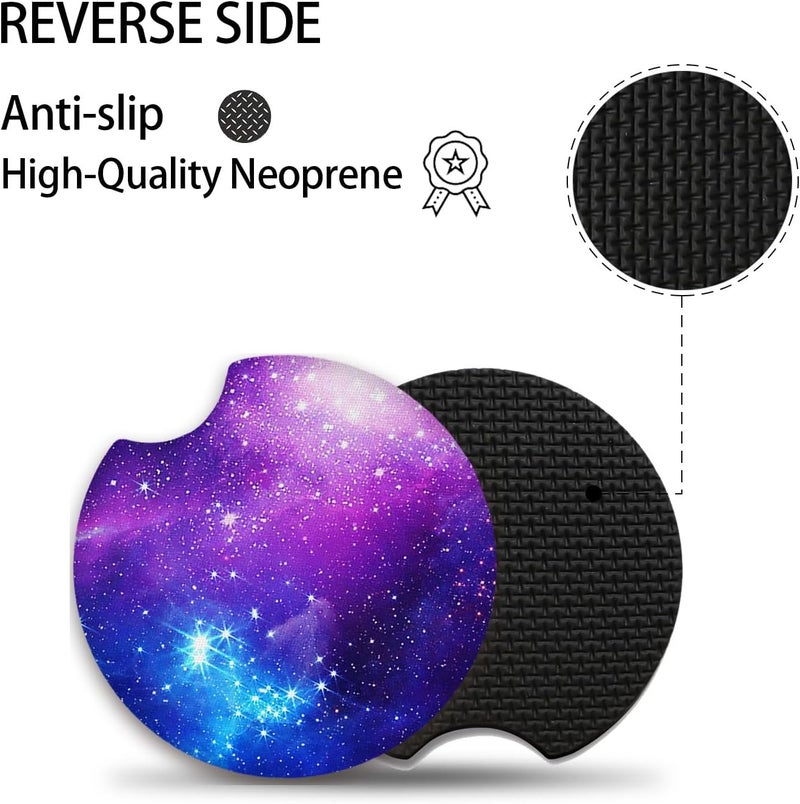 Adastrah 2pcs Nebula Pattern Car Cup Holder Coasters, Absorbent Drinks Coaster Mat for Cup Holders - Image 3