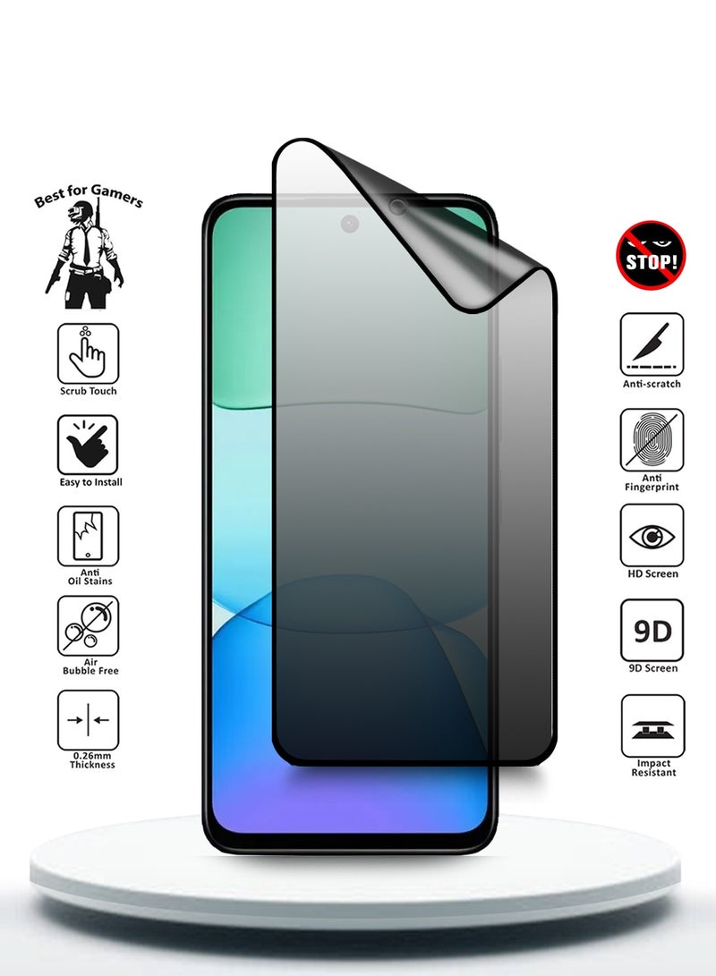 Wtech Xiaomi Redmi 13 4G 2024 Nano Ceramic Privacy Full Glue Full Cover Matte Flexible Screen Protector (MSCNMP) - Clear/Black - Image 2