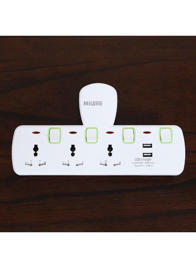 milano Danube Home Milano 3W With 2 Usb Charger - Electrical Socket With Usb Charger - Multi Color  - Image 1
