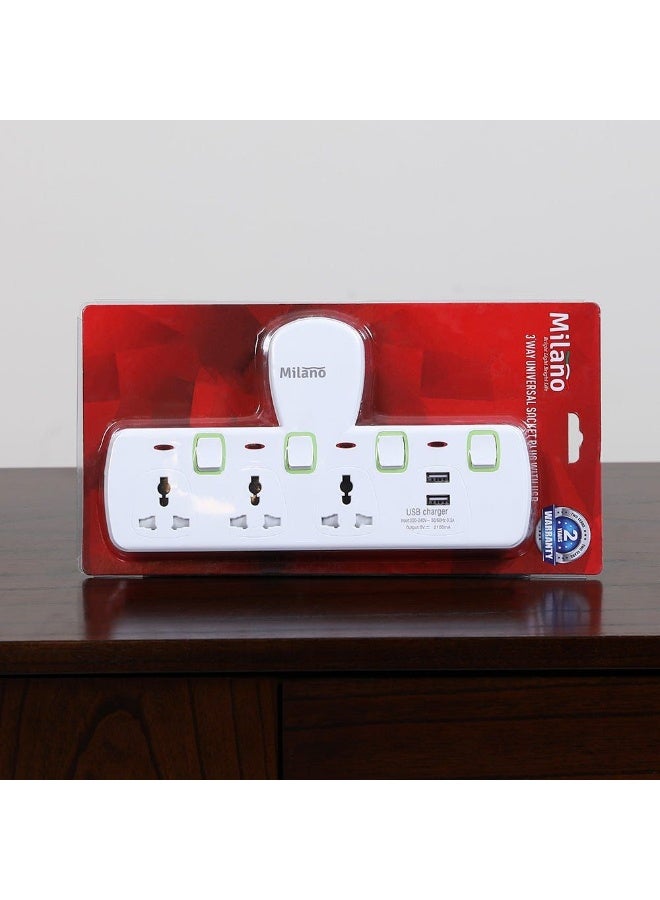 milano Danube Home Milano 3W With 2 Usb Charger - Electrical Socket With Usb Charger - Multi Color  - Image 2