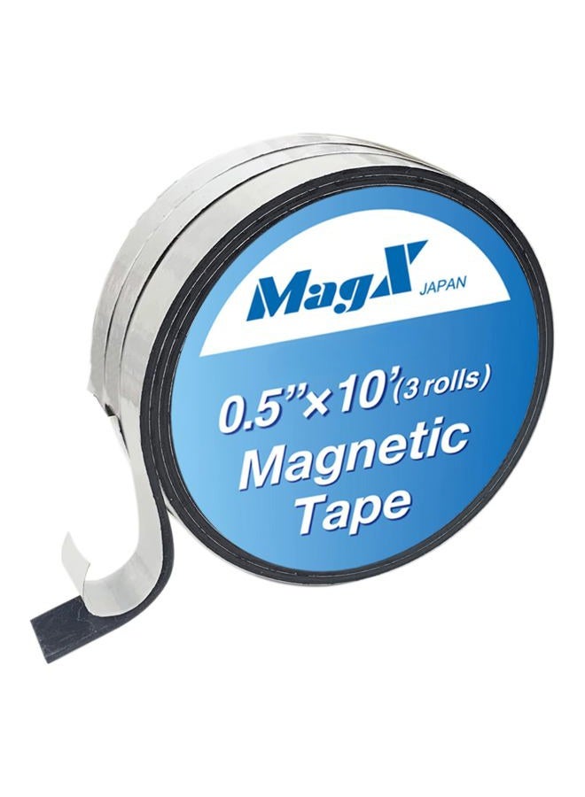 MagX Magnetic Tape with Adhesive 1.3 cm×3 m (3 Rolls), Ultra Thick 1.5mm, Magnetic Strip with Self Adhesive, Flexible Magnetic Roll Tape, Peel and Stick, Anisotropic Strong Magnets, Office Supply - Image 1