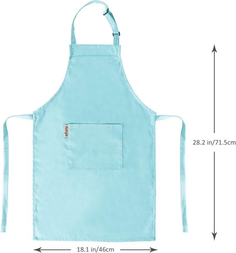 Aurya Kids Apron and Chef Hat Set-Adjustable Child Apron for Boys and Girls for Cooking Baking Light Blue - Image 4