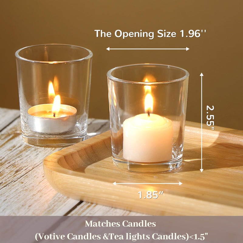 DARJEN 24Pcs Clear Votive Candle Holders- Clear Tea Lights Candle Holder, Glass Candle Holders Bulk for Wedding Centerpieces, Party Decor & Table Centerpiece - Image 2