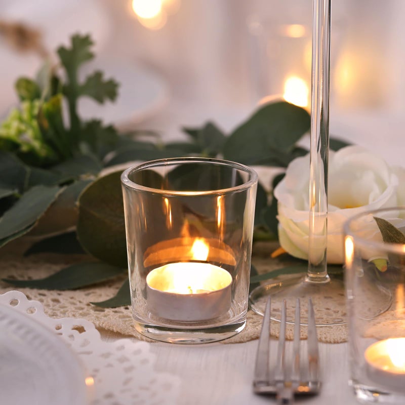 DARJEN 24Pcs Clear Votive Candle Holders- Clear Tea Lights Candle Holder, Glass Candle Holders Bulk for Wedding Centerpieces, Party Decor & Table Centerpiece - Image 5