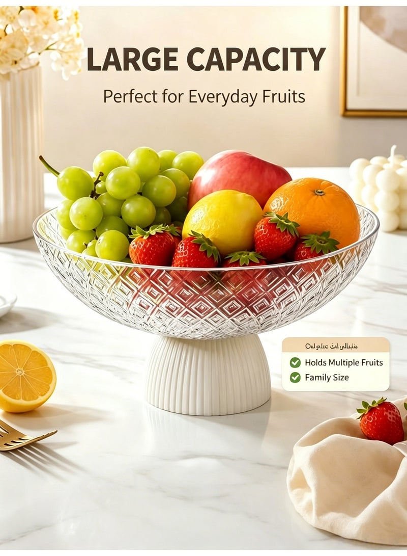 3-in-1 Fruit Bowl with Drainage Base, 9.84" Large Fruit Basket, Wash, Drain & Serve, Food Grade PET, Decorative Kitchen Counter Fruit Holder, White - Image 5