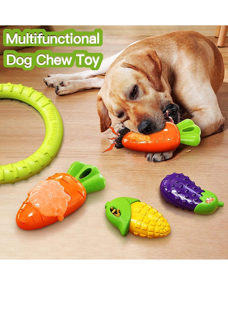 Dog Toys for Aggressive Chewers Large Medium Small Breed Dog Chew Toys for Aggressive Chewers Indestructible Tough Durable Dog Toys Pack with 3 Squeaky Toys and 1 Ring Toy Best Dog Gifts