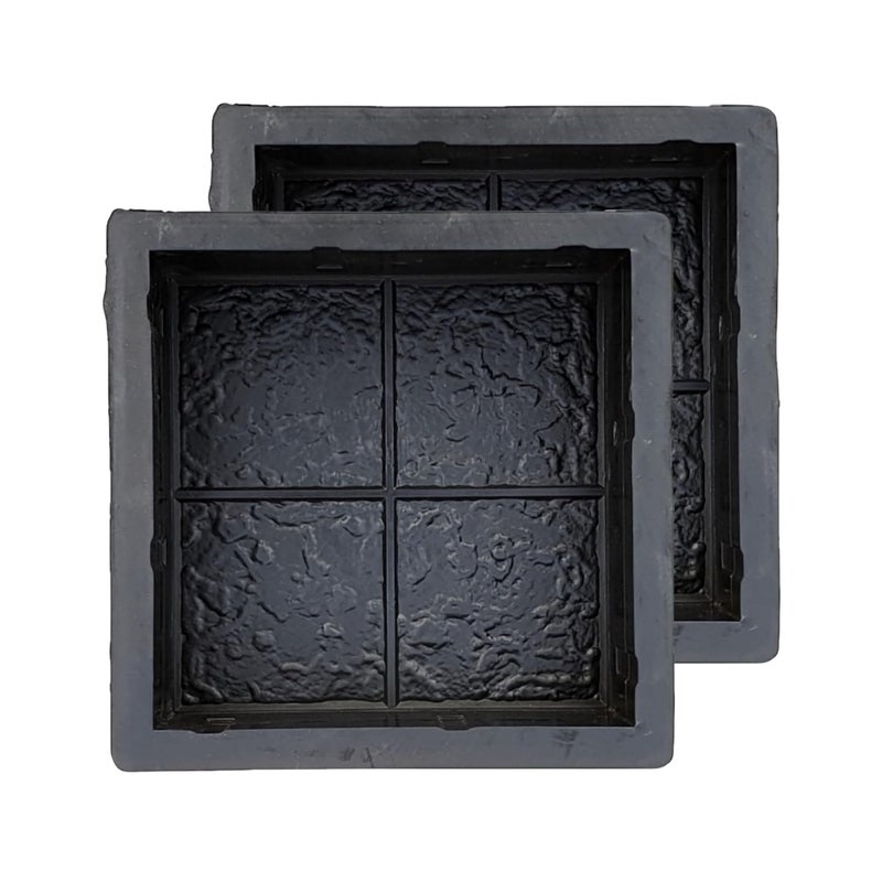 Reyal Black 8x8 Four Square Paver Block Mould 60mm Pack of 2 Material PVC Rubber Mold Paving Block Mold Pathmaker Road Garden Block DIY Cement Mold - Image 1