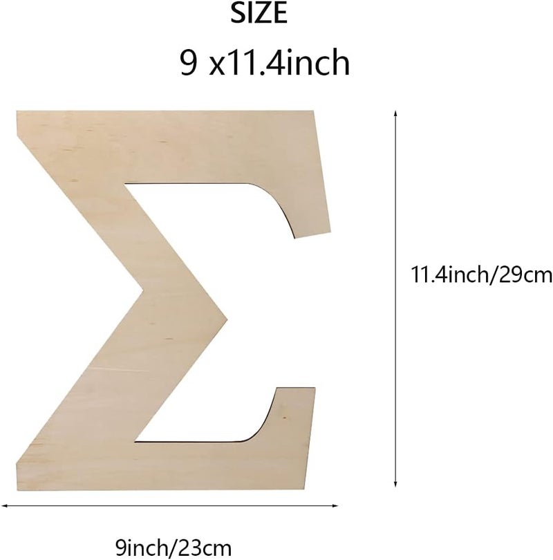 Focal20 Wooden Greek Letters, Unfinished 11 Inch Alphabet for DIY Crafts, Wood Letters Wooden Alphabets Letter Craft Pieces for DIY Display Decor (∑) 12 Inch - Image 1