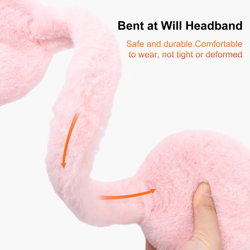 Pesaat Fluffy Ear Muff for Women Plush Foldable Earmuffs Kids Winter Earmuffs Girls Boys Cold Weather Ear Warmer (Light Pink) - Image 4
