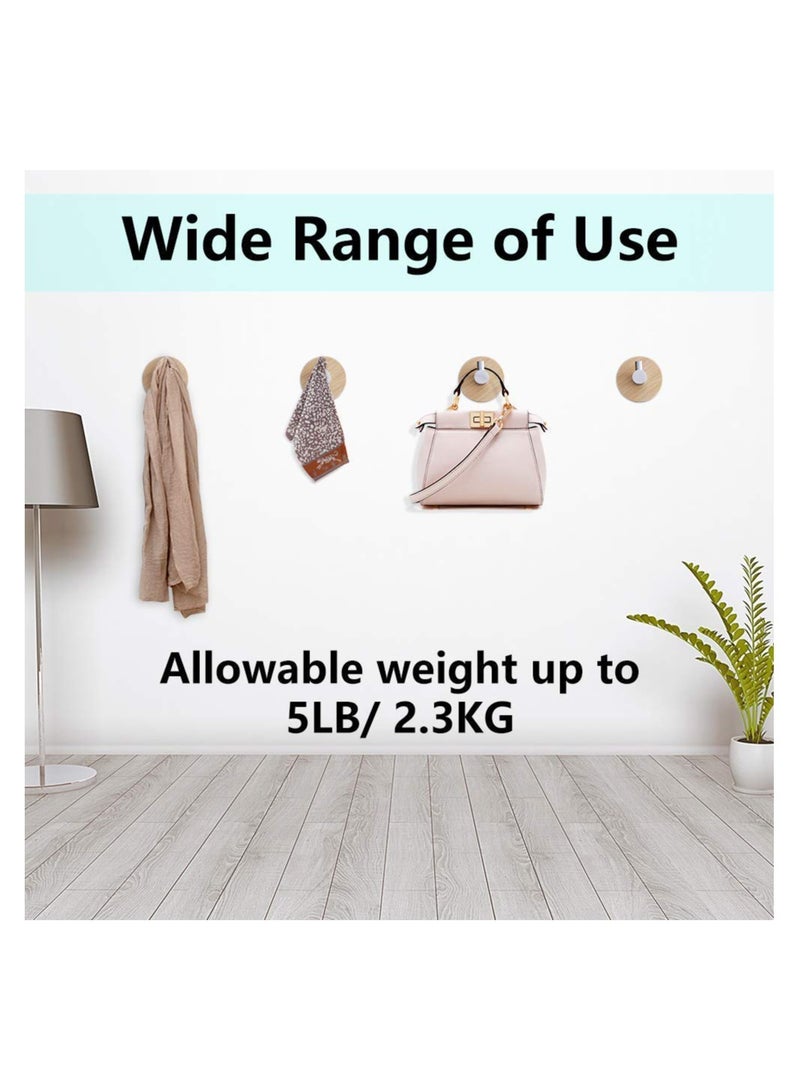 SYOSI 4-Pack Stainless Steel Hooks, Waterproof Adhesive Hooks Bamboo Towel Holders Multipurpose Wall Hooks Bathroom Organizer Hooks Durable Coat Hangers for Hanging Coat, Belt, Keys, Headset - Image 2
