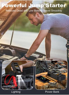 SmartSafe Car Battery Jump Starter Portable 4000A Car Jumper Battery Pack For Up To 10.0l Gas And 8.0l Diesel Engines 12v Jump Box With Usb Ports 5V/2A, Lcd Display Storage Case  - Image 2