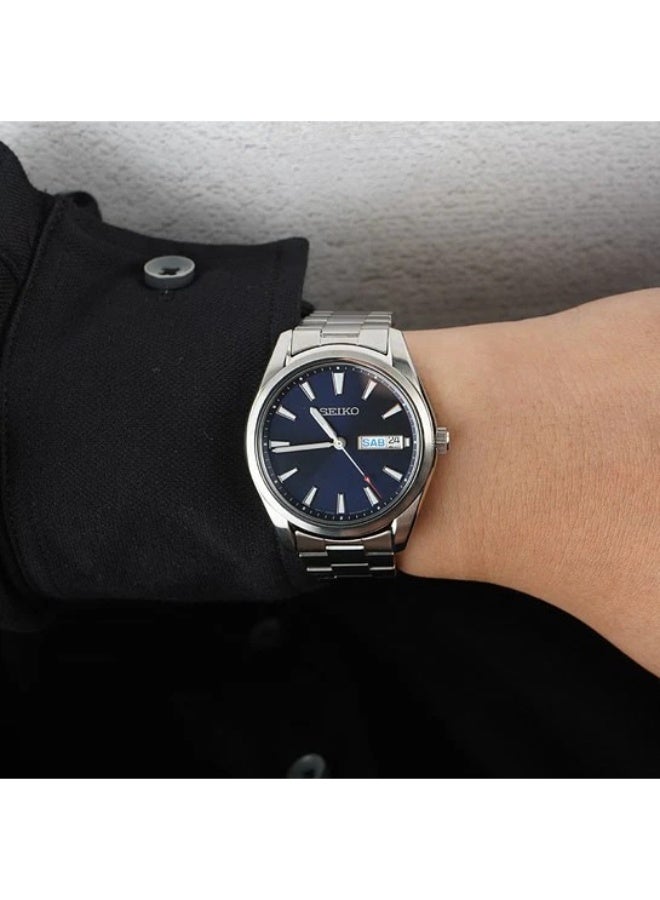 Seiko ساعة كلاسيكية SUR341P1، 40.2 مم قرص أزرق، سوار من الفولاذ المقاوم للصدأ، مقاومة للماء حتى 100 م - Image 3