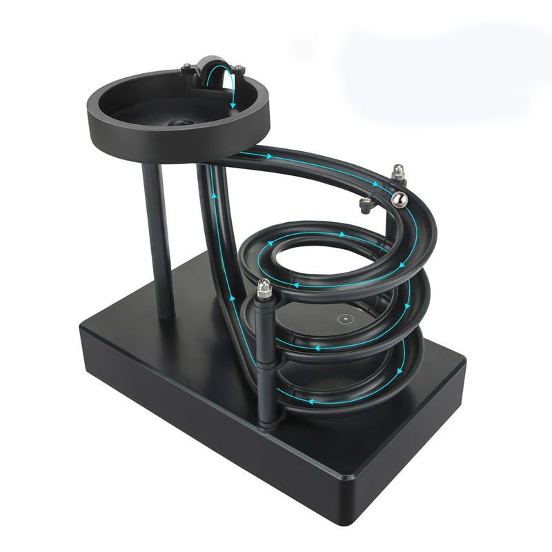 MISDENK Kinetic Art Perpetual Motion Machine Desk Toy NonStop Rolling Ball Funny Toys Stress Relief Cycle Device Educational Science Newtons Physics Gadget Desktop Decor for Home and Office Black - Image 2