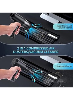 Homeosoobone Compressed Air Duster, Electric Air Duster and Vacuum 2 in 1, 3-Gear to 51000RPM, 6000mAh Cordless Duster Replaces Air Cans /Pump for Computer Keyboard Camera Car Home Cleaning  - Image 2