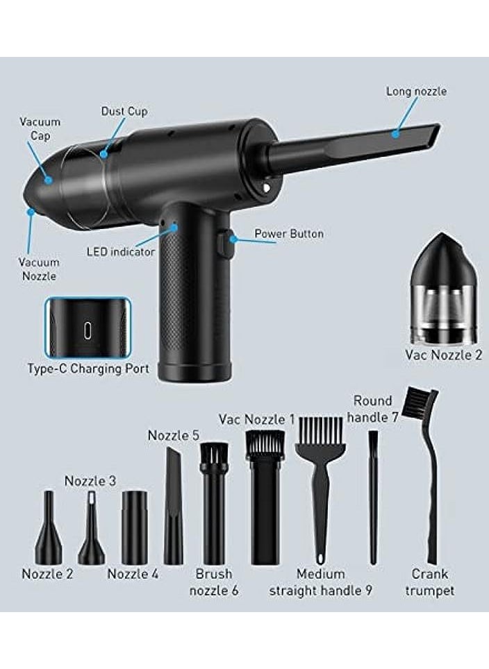 Homeosoobone - Electric Air Duster and Vacuum 2 in 1, 3-Gear to 51000RPM, 6000mAh Cordless Duster Replaces Air Cans /Pump for Computer Keyboard Camera Car Home Cleaning - Image 1