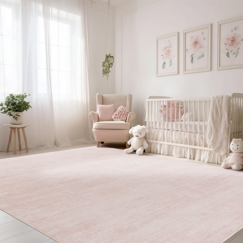 BILEEHOME Light Pink Rug 5x7 for Nursery BedroomAbstract Cute Modern Washable Boho Area Rugs for Girls RoomBlush