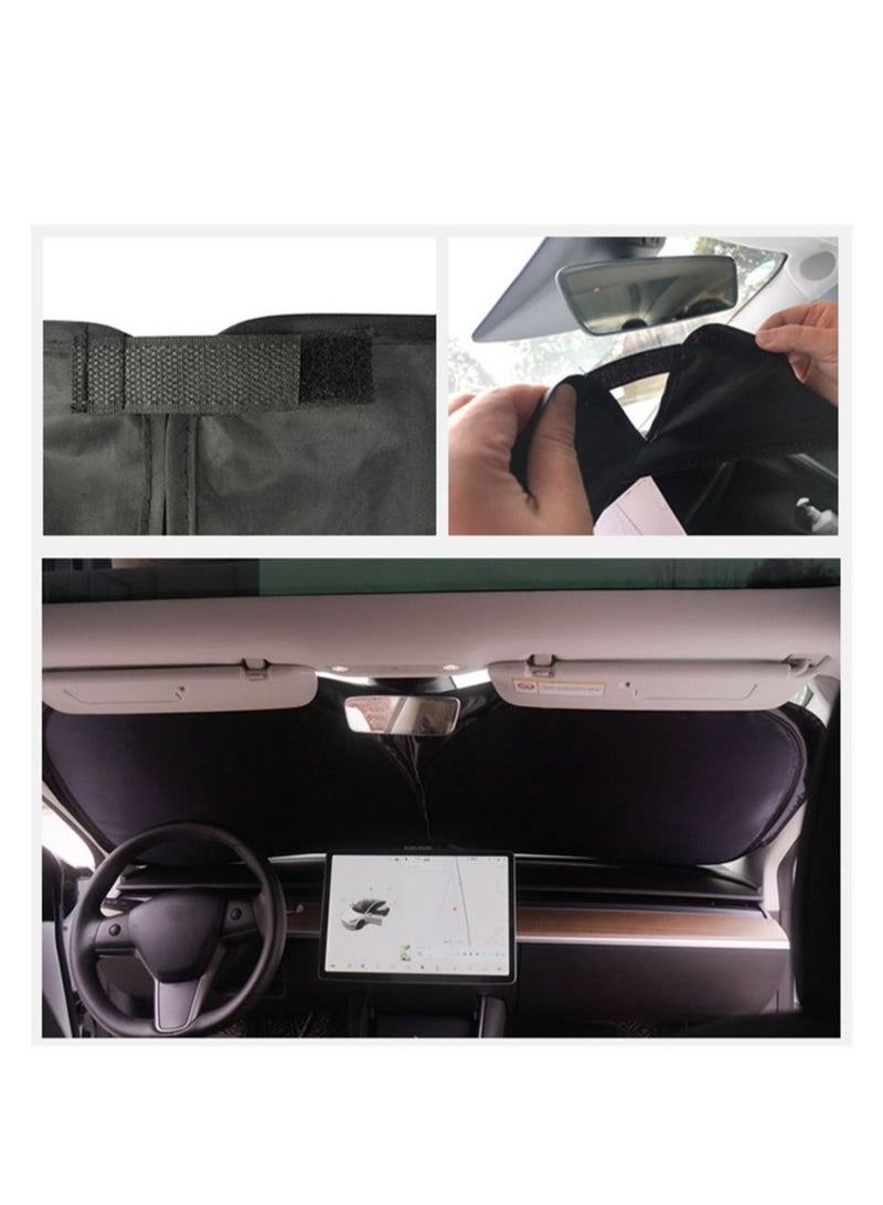 Tesla Car Front Windshield Sunshade, Window Sunshade Visor Sun Blocker, UV Ray Protection Auto Parasol - Image 3