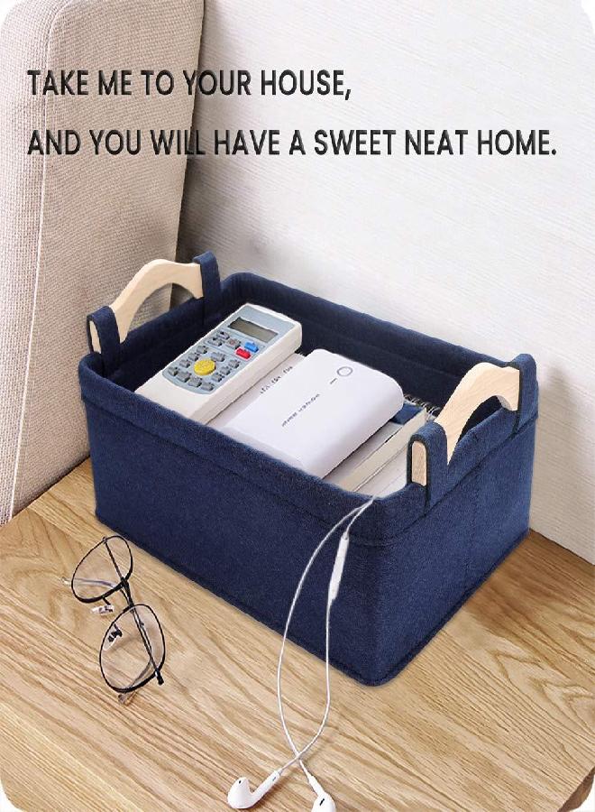 KWLET Small Storage Baskets Fabric Storage Bins Basket Soft Storage Baskets Decorative Bins Storage Basket for Cosmetics Makeups Coins Keys Mittens Hats Cards Storage Basket Navy Blue  - Image 2