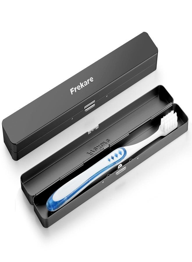 Frekare Toothbrush Travel Case Aluminum, Manual Tooth Brush Holder for Traveling, Portable Toothbrush Container for Bathroom, Camping, Business Trip, School (Black) - Image 1