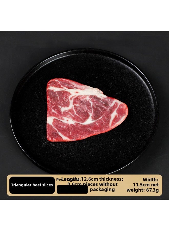 Simulated Sirloin Steak Ornaments Fake Beef Model And Beef Snowflake Tomahawk Denim Bone Barbecue Slice Luncheon Meat-Color:Triangular Beef Slices