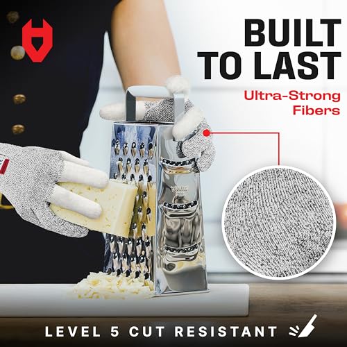 NoCry قفازات عمل مقاومة للقطع من NoCry للنساء والرجال، مع أصابع معززة؛ مريحة، 100% آمنة للطعام لحماية اليدين أثناء الطهي؛ معدات أمان مزدوجة الاستخدام للقطع؛ حماية من المستوى 5 - Image 3