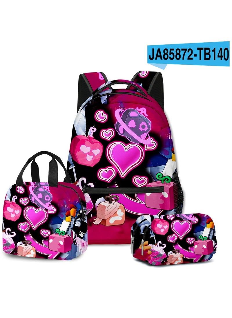 Blox Cartoon Backpack Three-piece Student School Bag 