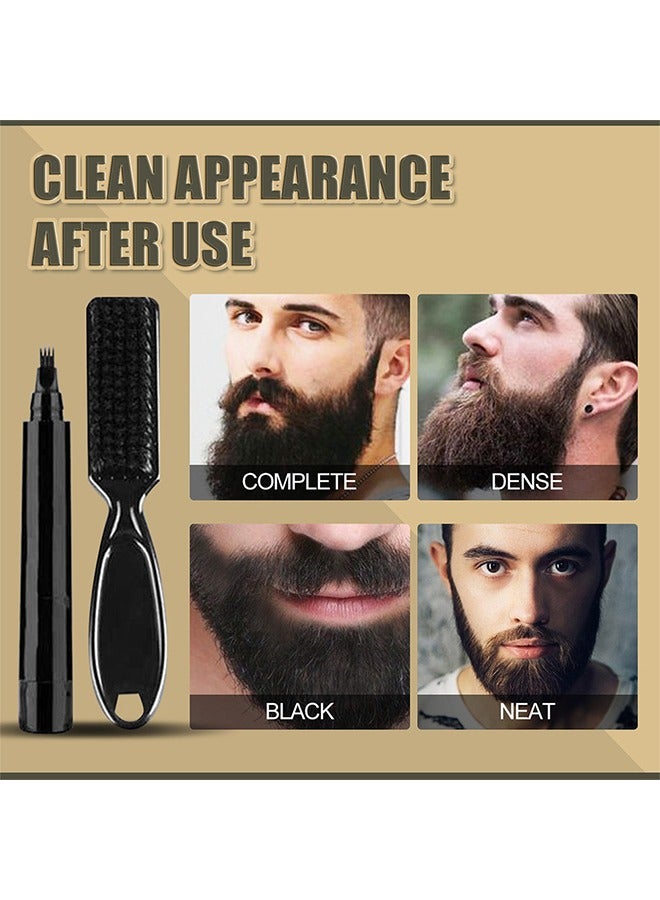 EELHOE Beard Pen -  Long Lasting Beard Filling Pen Kit with Brush and Beard Styling Comb Tool Creates Natural Looking Beard, Moustache and Eyebrows #Black - Image 4