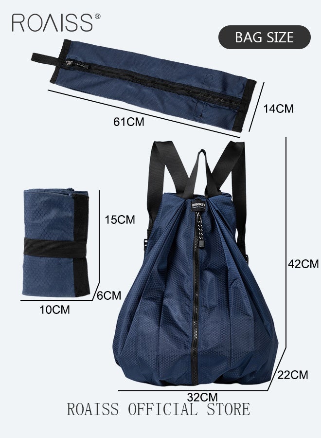 roaiss Unisex Multifunctional Backpack Outdoor Foldable Rucksack for Sports Travel Climbing Training Foldable Bookbag Portable Convenient Shopping Tote Bag - Image 3