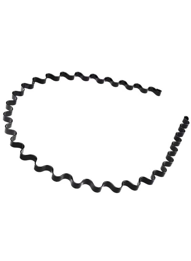 كيو زد 6 قطع من أحزمة الرأس المعدنية، أحزمة الشعر المتموجة، حلقات الشعر الربيعية، أحزمة الشعر الرياضية والأنيقة، ملحقات الرأس للجنسين، سوداء مرنة غير انزلاقية، بسيطة. - Image 5