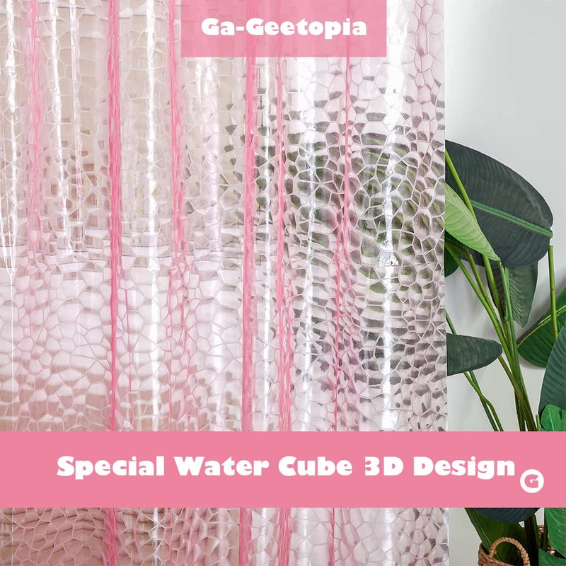 Ga-Geetopia EVA 3D Pink/Magenta Water Cube Plastic Shower Curtain Liner - Premium Light Weight 72" x 72" Bathroom Shower Showroom Curtain Liner with Rustproof Metal Gromments and Weighted Magnet - Image 2