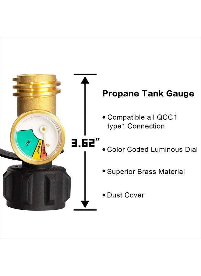 DOZYANT - Propane Tank Gauge Level Indicator Leak Detector Gas Pressure Meter Universal for RV Camper, Cylinder, BBQ Gas Grill, Heater and More Appliances-Type 1 Connection - Image 1