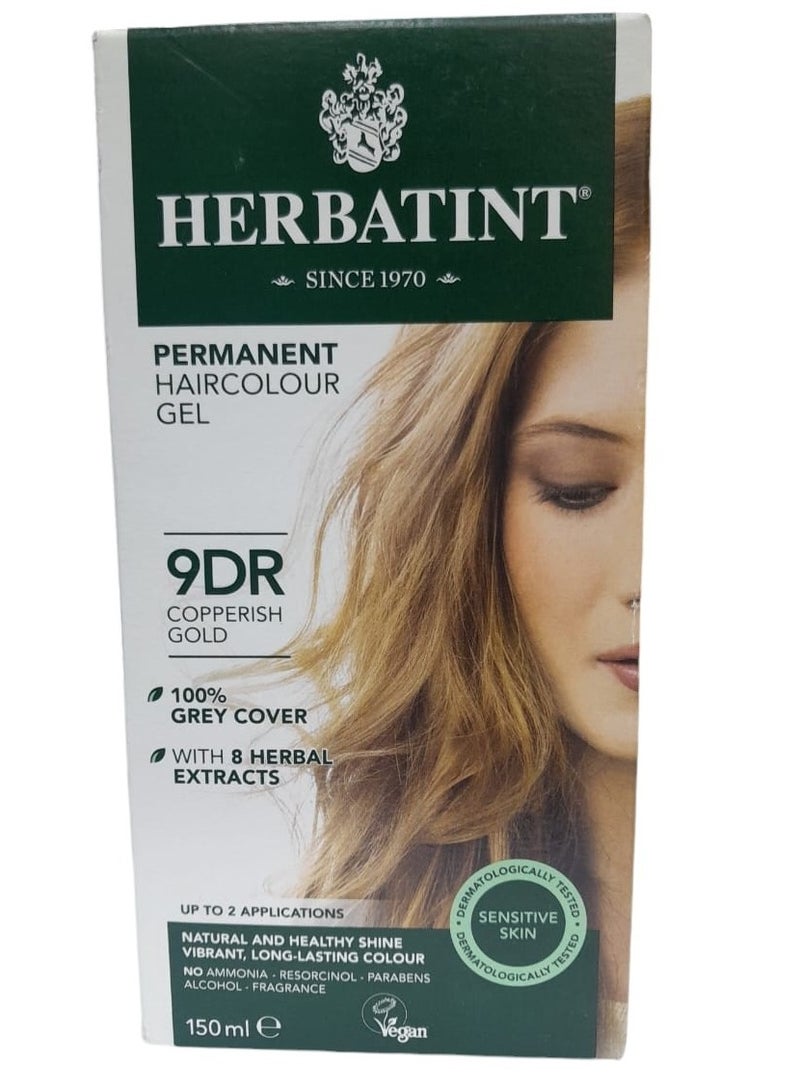 Herbatint Permanent Hair color Gel 9 DR Copperish Gold 150 Ml - Image 1
