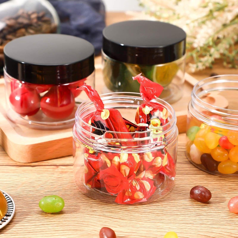 Patelai 4 Pieces Round Wide-mouth Leak Proof Plastic Container Jars with Lids for Travel Storage Makeup Beauty Products Face Creams Oils Salves Ointments DIY Making(6 Ounce,Black) - Image 5